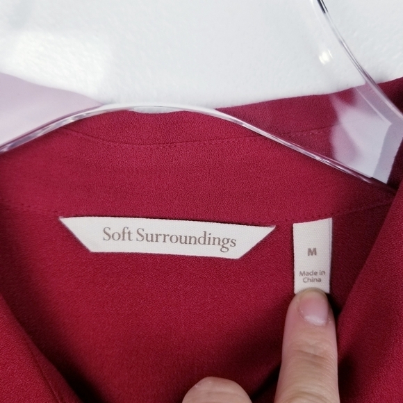 Soft Surroundings #2AT59 Button Front Long Ruffle Sleeve Poet Blouse - Picture 4 of 8